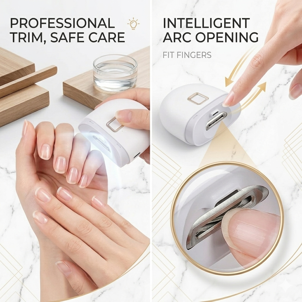 Rechargeable Automatic Electric Nail Clipper with LED Light and Waste Compartment