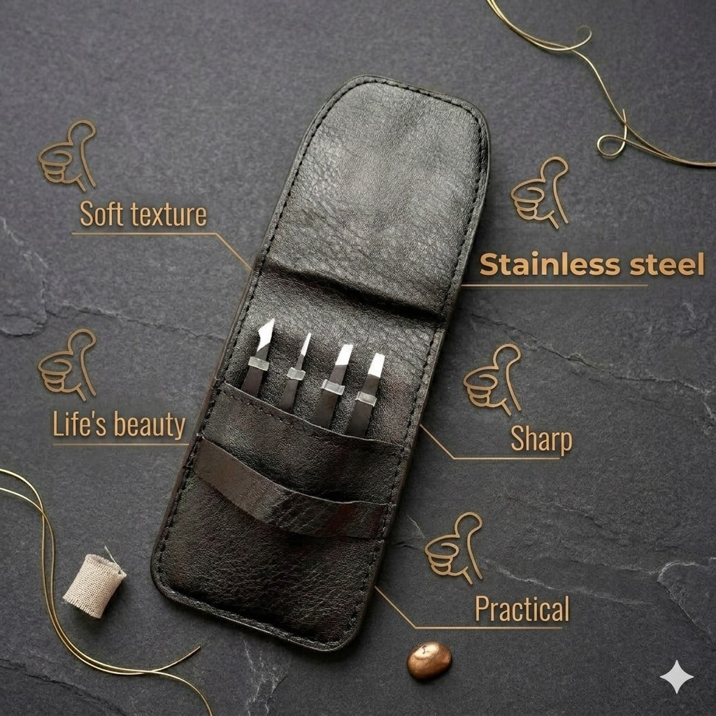 Set de Pinzas de Precisión 4 en 1 de Acero Inoxidable